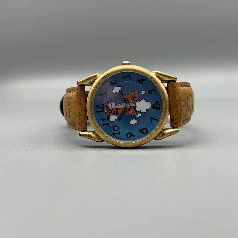 Disney Store Womens Watch 28mm Tigger Blue Dial Leather DS-240 New Battery